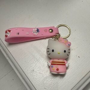 Hello Kitty Sakura Pink White and Gold Keychain Accessory